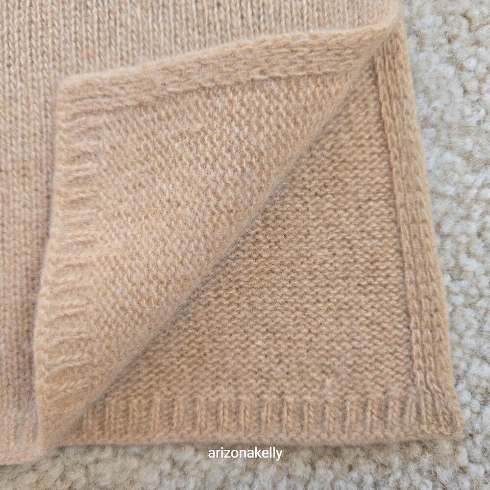 Portolano Cashmere Knit Scarf Tan - Picture 5 of 9